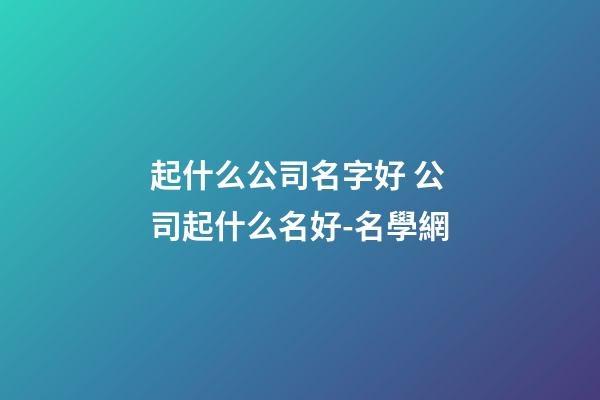 起什么公司名字好 公司起什么名好-名學網